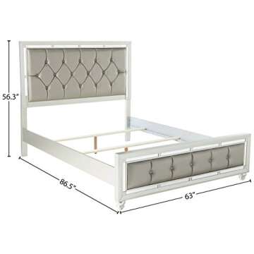 Global Furniture USA QB Riley Tufted, Queen Bed, Silver