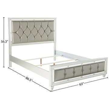 Global Furniture USA QB Riley Tufted, Queen Bed, Silver