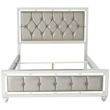 Global Furniture USA QB Riley Tufted, Queen Bed, Silver