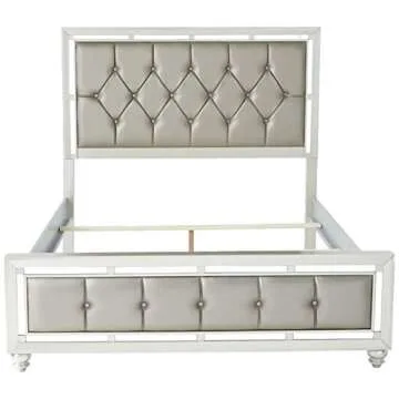 Global Furniture USA QB Riley Tufted, Queen Bed, Silver