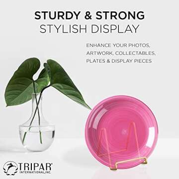 Tripar 2 Pack 4-Inch Metal Gold Painted Square Book Holder/Stand, Wire Mini Easel, Small Photo Stand...