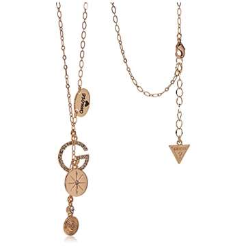 GUESS womens "Basic" Gold Pave G Linear Y-Shaped Necklace, 16" + 2" Extender