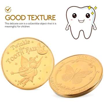 Zerodeko 4pcs Tooth Fairy Coins for Boys Girls Children Lost Teeth Reward Commemorative Coin for Lost Tooth