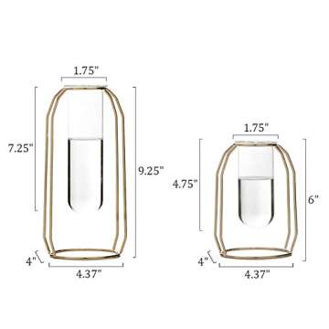 Kingrol Elegant Glass Planter Terrariums with Metal Stands for Home Decor