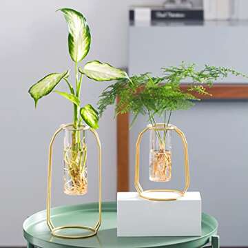 Kingrol 2 Pack Planter Terrariums with Metal Stands