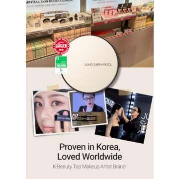 [JUNGSAEMMOOL OFFICIAL] Essential Skin Nuder Cushion (Fair Pink) | Refill Included | Natural Finish | Buildable Coverage | Makeup Artist Brand | Cream Foundation