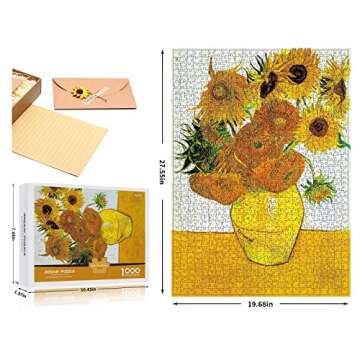 Van Gogh Puzzle, Sunflowers or Cafe Terrace at Night, fine Art Puzzle, Museum Puzzles of Famous Paintings, Vincent Van Gogh 1000 Piece Puzzles for Adults, ARTPUZZ