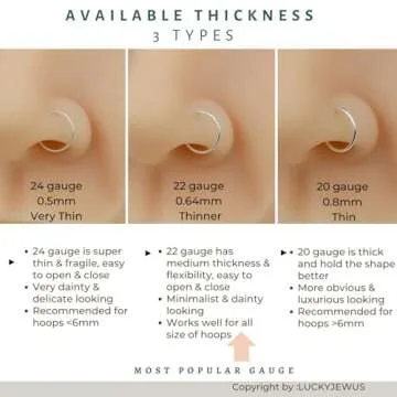 5mm Nose Ring Hoop for Women and Men, Sterling Silver, 22 Gauge, 5 mm Tiny Thin Nose Piercing Hoops, Small Septum Jewelry 22g