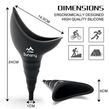 Sunany Female Urinal with Silicone Funnel, Portable for Standing Female, Reusable Female Urinal, for...