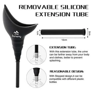 Sunany Female Urinal with Silicone Funnel, Portable for Standing Female, Reusable Female Urinal, for Outdoor, Activities, Camping, Travel (Black)