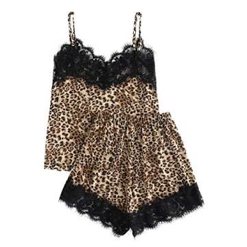 DIDK Lace Trim Cami & Shorts Pajama Set for Women