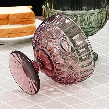 VanEnjoy Vintage Purple Glass Ice Cream Cups Set of 4