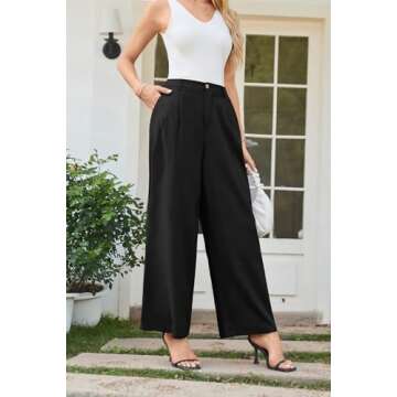 GRACE KARIN 2024 Casual Wide Leg Long Dressy Pants Button Down Loose Business Work Office Trousers w...