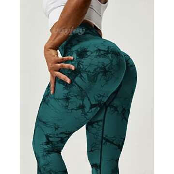 VOYJOY Seamless Leggings for Women High Waist Yoga Pants Scrunch Butt Lifting Elastic Tights Blue Green