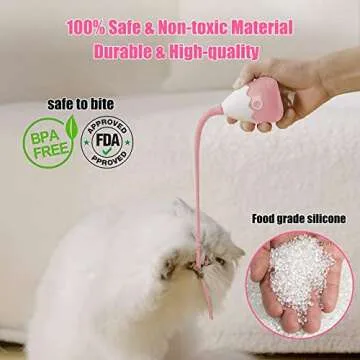 Petcronies Cat Toys Interactive for Indoor Cats, Automatic Cat Wand Toy Silicone Tail Teaser Toy 2 in 1, Rechargeable Exercise Toy for Kitten-Pink