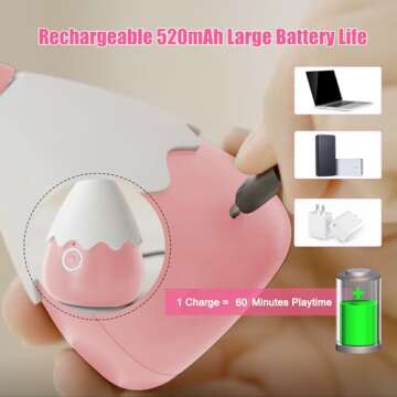 Petcronies Cat Toys Interactive for Indoor Cats, Automatic Cat Wand Toy Silicone Tail Teaser Toy 2 in 1, Rechargeable Exercise Toy for Kitten-Pink