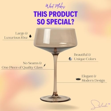 Saludi Colored Coupe Glasses 10oz Set of 6 Hand-Blown Luxury