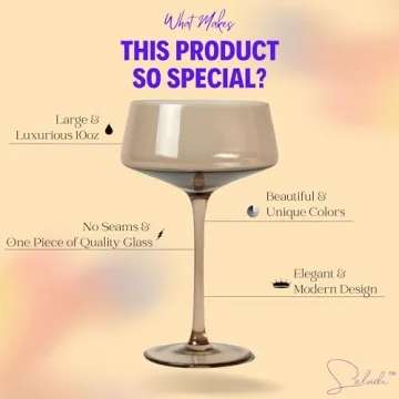 Saludi Colored Coupe Glasses 10oz Set of 6 Hand-Blown Luxury