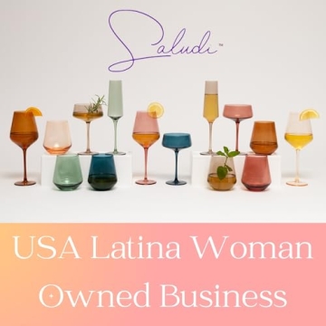 Saludi Colored Coupe Glasses 10oz Set of 6 Hand-Blown Luxury