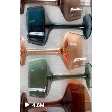 Saludi Colored Coupe Glasses 10oz Set of 6 Hand-Blown Luxury