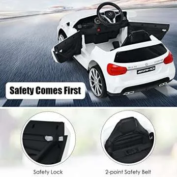 OLAKIDS Kids 12V Electric Ride On Car, Licensed Mercedes Benz GLA45 Vehicle for Toddler with Control Remote, Battery Powered Toy with Music, USB, MP3, 2 Speeds, Wheels Suspension, LED Lights (White)