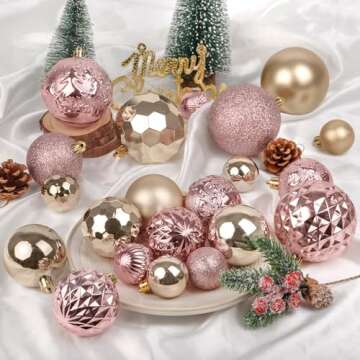 Luxurious 36PCS Rose Gold Christmas Ornaments Set