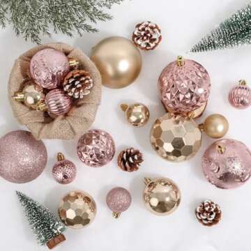 Luxurious 36PCS Rose Gold Christmas Ornaments Set
