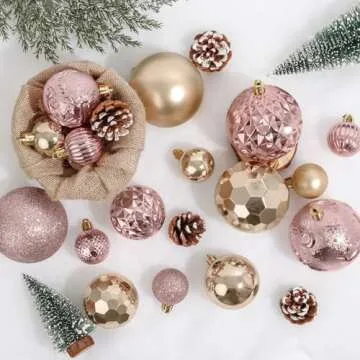 Luxurious 36PCS Rose Gold Christmas Ornaments Set