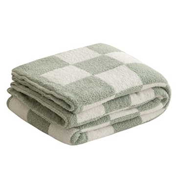 Throw Blanket with Checkerboard Plaid- Cozy Breathable All Seasons Soft Checkered Blanket Gingham Ho...