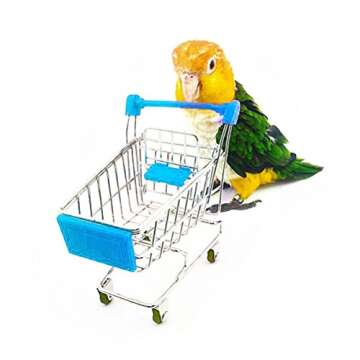 UEETEK Pet Bird Toys Parrot Intelligence Training Playing Mini Shopping Cart for Parakeet Budgie