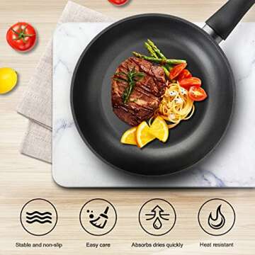 YUXSM stone drying mat for kitchen counter,Ultra Absorbent,Fast Drying,Non-Slip,Heat Resistant Mat Kitchen Gadgets,Stone Dish Drying Mat,Rack Tableware Mat.(12x16inch,Whtie )