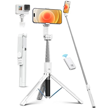 Selfie Stick Tripod with Remote, ANXRE Portable 5 in 1 Selfie Stick Phone Tripod, Wireless Selfie St...