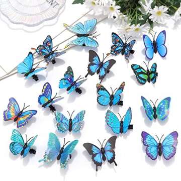 BARTOSI Blue Butterfly Hair Clips Butterfly Hair Clip Cute Butterflies Hair Pins Hair Accessories fo...