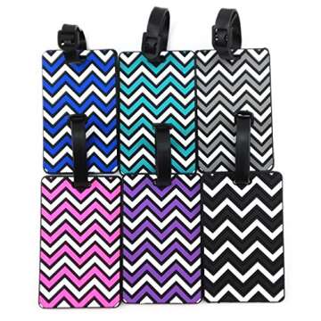 yueton 6pcs Colorful Wavy Stripe Pattern Rubber ID Tags for Luggage Baggage Travel Identifier