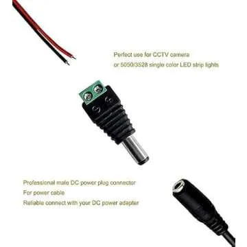 CENTROPOWER 10 Pairs 12V 5A DC Power Plug Connector Kit for LED Strips and CCTV