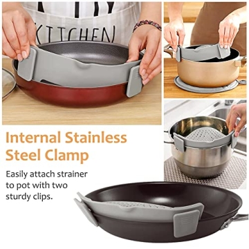 YEVIOR Clip-On Strainer for Easy Cooking & Storage