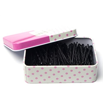 Hair Bobby Pins Black with Cute Case, 200 CT Bobby Pins for Buns, Premium Hair Pins for Kids, Girls and Women, Great for All Hair Types, 2.16 Inch (Black)