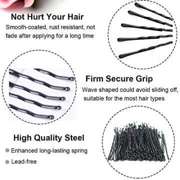 Hair Bobby Pins Black with Cute Case, 200 CT Bobby Pins for Buns, Premium Hair Pins for Kids, Girls and Women, Great for All Hair Types, 2.16 Inch (Black)