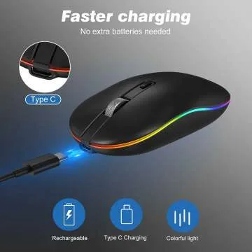 Wireless LED Mouse with Type-CCharging & Adjustable DPI