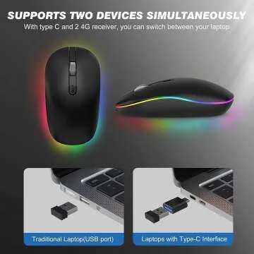 Wireless LED Mouse with Type-CCharging & Adjustable DPI