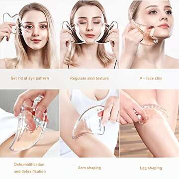 Fangsheng Gua Sha Facial Tool, Crystal Gua Sha Scraping Massage Tool, Skin Care,Natural Resin Scraping Board Care Relaxation Crystal Scraping Plate can Relax The Neck face Back and feet (2PCKS)