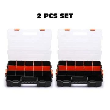 AIRTOON Tool Box Organizer Interlocking Black Small Parts Organizer for Fasteners and Crafts w/Remov...