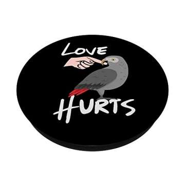 Love Hurts Timneh African Grey Parrot PopSockets PopGrip: Swappable Grip for Phones & Tablets