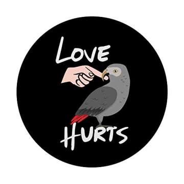 Love Hurts Timneh African Grey Parrot PopSockets PopGrip: Swappable Grip for Phones & Tablets
