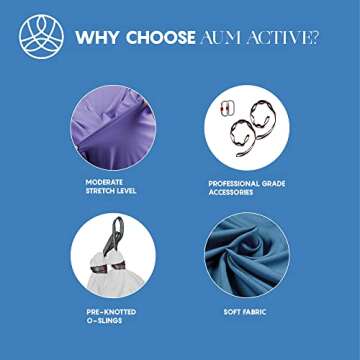 aum active Aerial Yoga Hammock - Durable Aerial Silk with Extension Straps, Carabiners, and Pose Guide - Aerial Silks for Home, Antigravity Yoga, Inversion Exercises, Yoga Starter Kit for All Levels