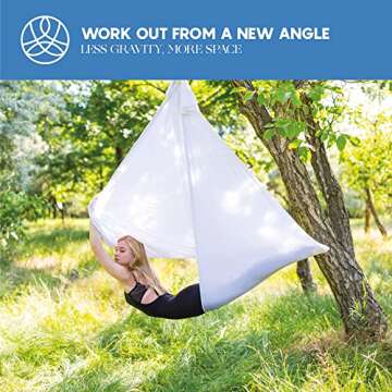 aum active Aerial Yoga Hammock - Durable Aerial Silk with Extension Straps, Carabiners, and Pose Guide - Aerial Silks for Home, Antigravity Yoga, Inversion Exercises, Yoga Starter Kit for All Levels