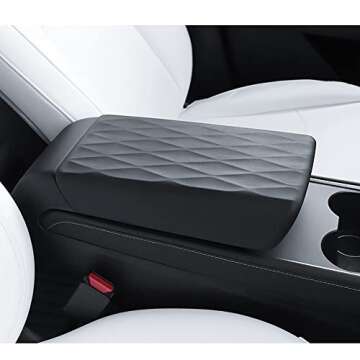 Zacxoxsr Center Console Cover for Tesla Model 3 Model Y Armrest Box Cushion Waterproof Protector Lid Accessories (Environmentally Friendly TPE Material, Black)