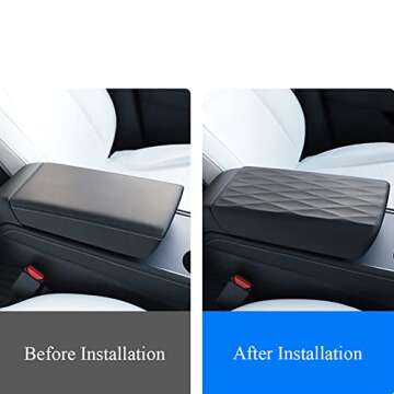 Zacxoxsr Center Console Cover for Tesla Model 3 Model Y Armrest Box Cushion Waterproof Protector Lid Accessories (Environmentally Friendly TPE Material, Black)