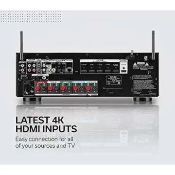 Denon S650H AV Receiver, 5.2 Channel (150W X 5) 4K UHD Home Theater Surround Sound (2019) | Music St...