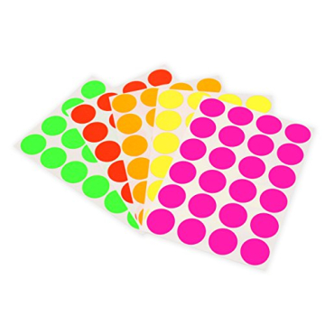 ChromaLabel 3/4 Inch Circle Sticker Labels, High Visibility Round Colored Stickers, Permanent Colore...